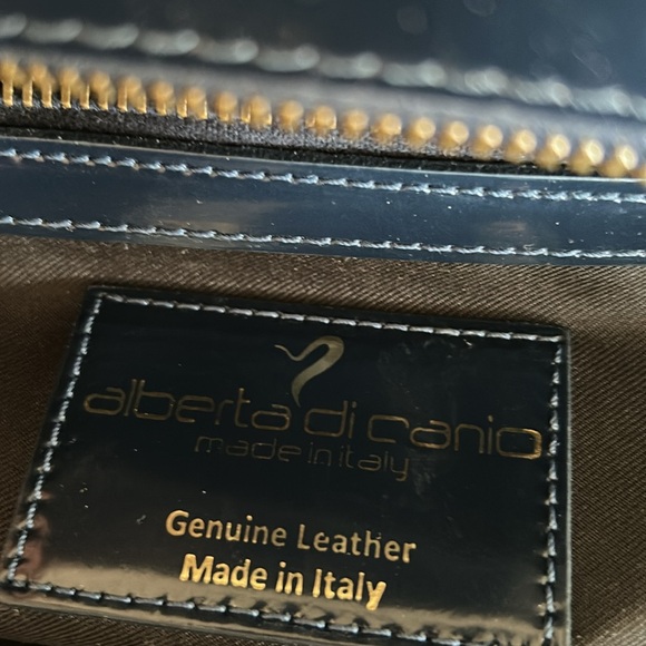 Elegant Navy Blue Handbag/Tote Italian Leather - Picture 7 of 10